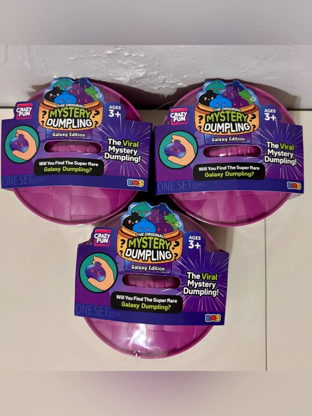 Set of 3 RMS Crazy Fun The Viral Mystery Dumpling Galaxy Edition Squishy